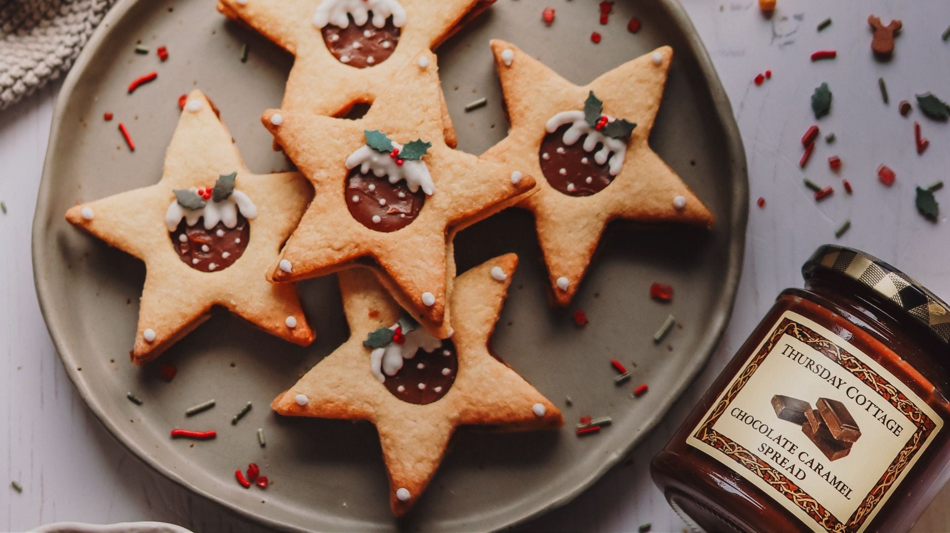 Chocolate Caramel Linzer Cookies