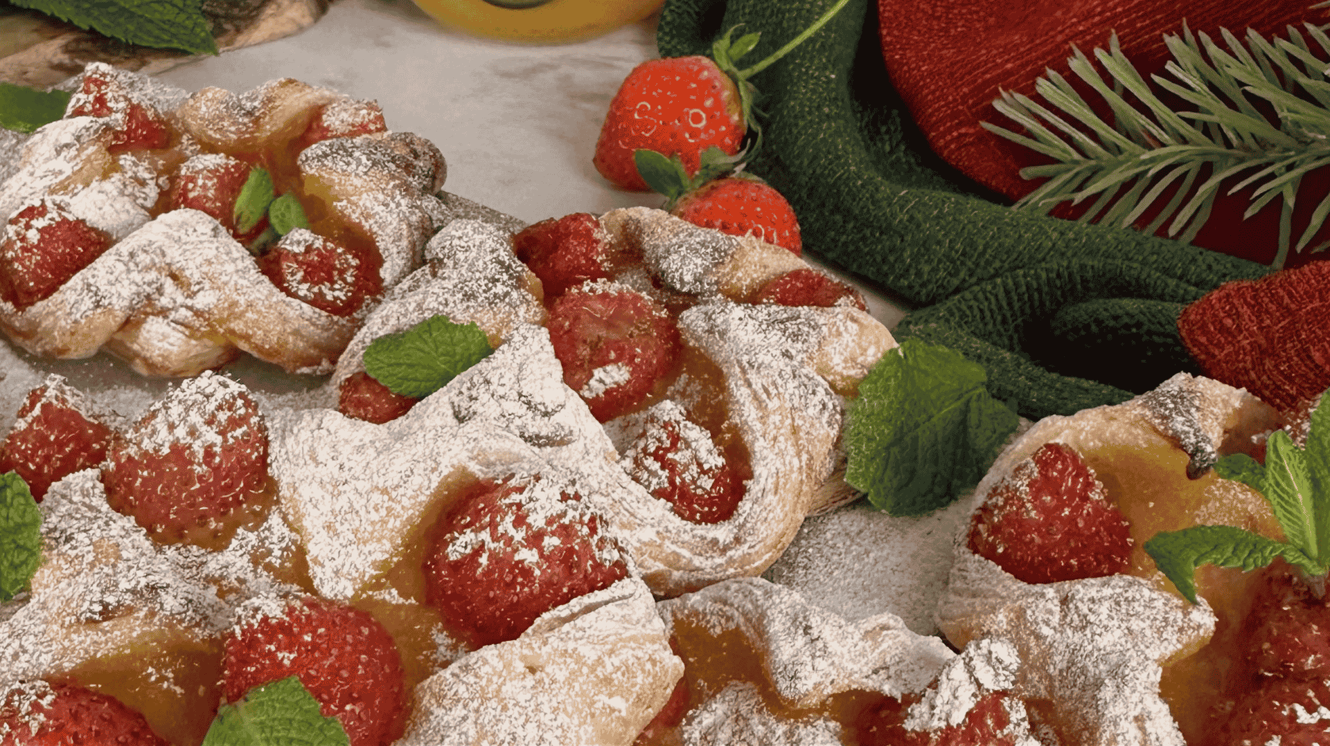 Passionfruit Curd and Strawberry Puffs