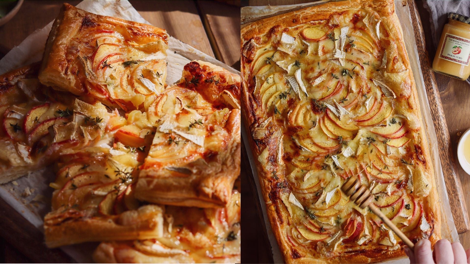 Peaches & Brie Puff Pastry Tart